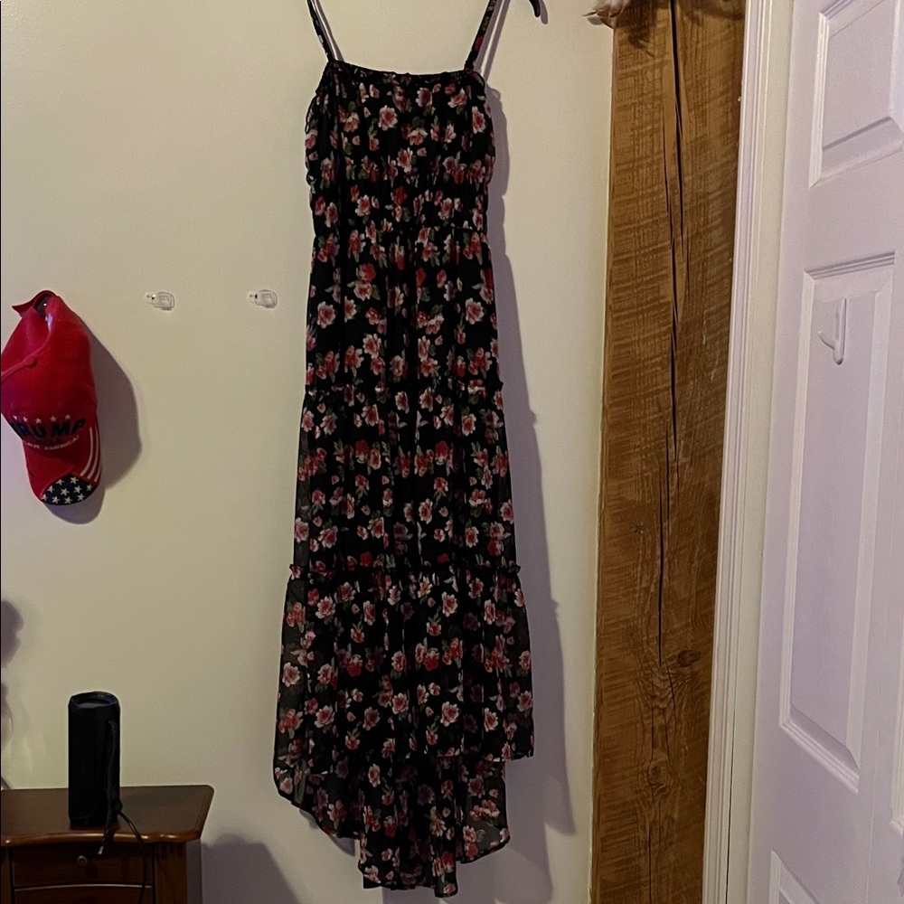 Floral Black and Pink Women's Dress
